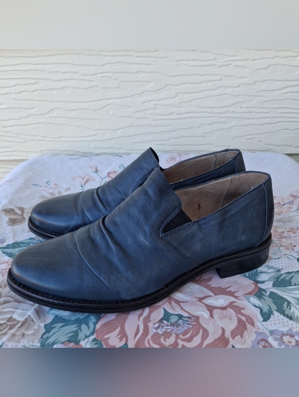 Miz Mooz Shoes Womens 38 Loafer Bootie Slip On Leather Lilith Blue Boho Classic